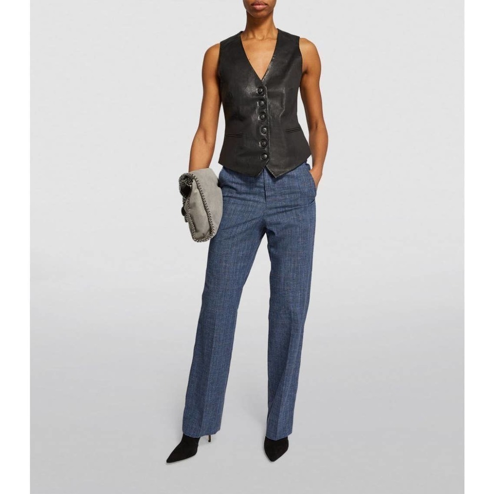 Women's Straight-Leg Blue Dress Pants